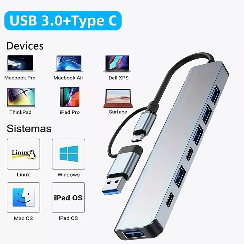 Laptop Accessories Gadgets - 2 in 1 USB3.0 허브 7포트