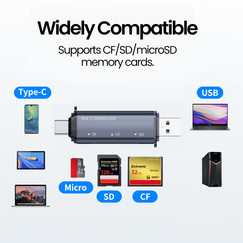5 IN 1 USB 카드 리더 유형 C 다기능 USB  - Laptop Accessories For Programmers 리뷰 및 가격