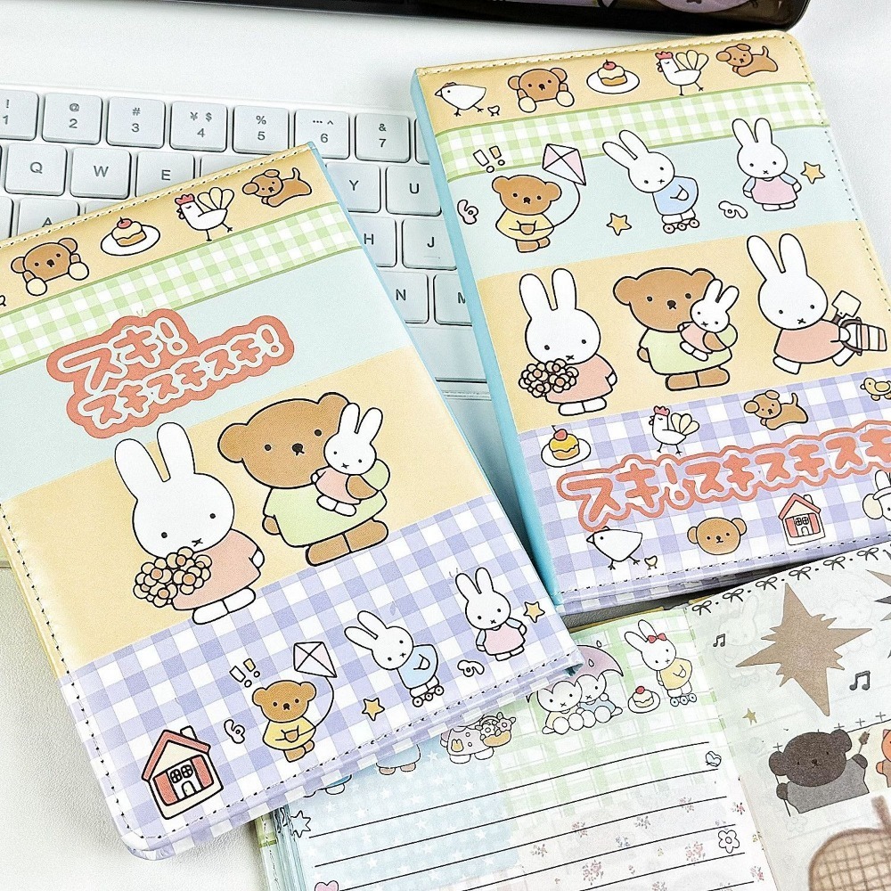 미피 토끼 콜라주 노트 귀여운 페인트칠 가죽 커버 풀컬 - Laptop Accessories Cover 리뷰 및 가격